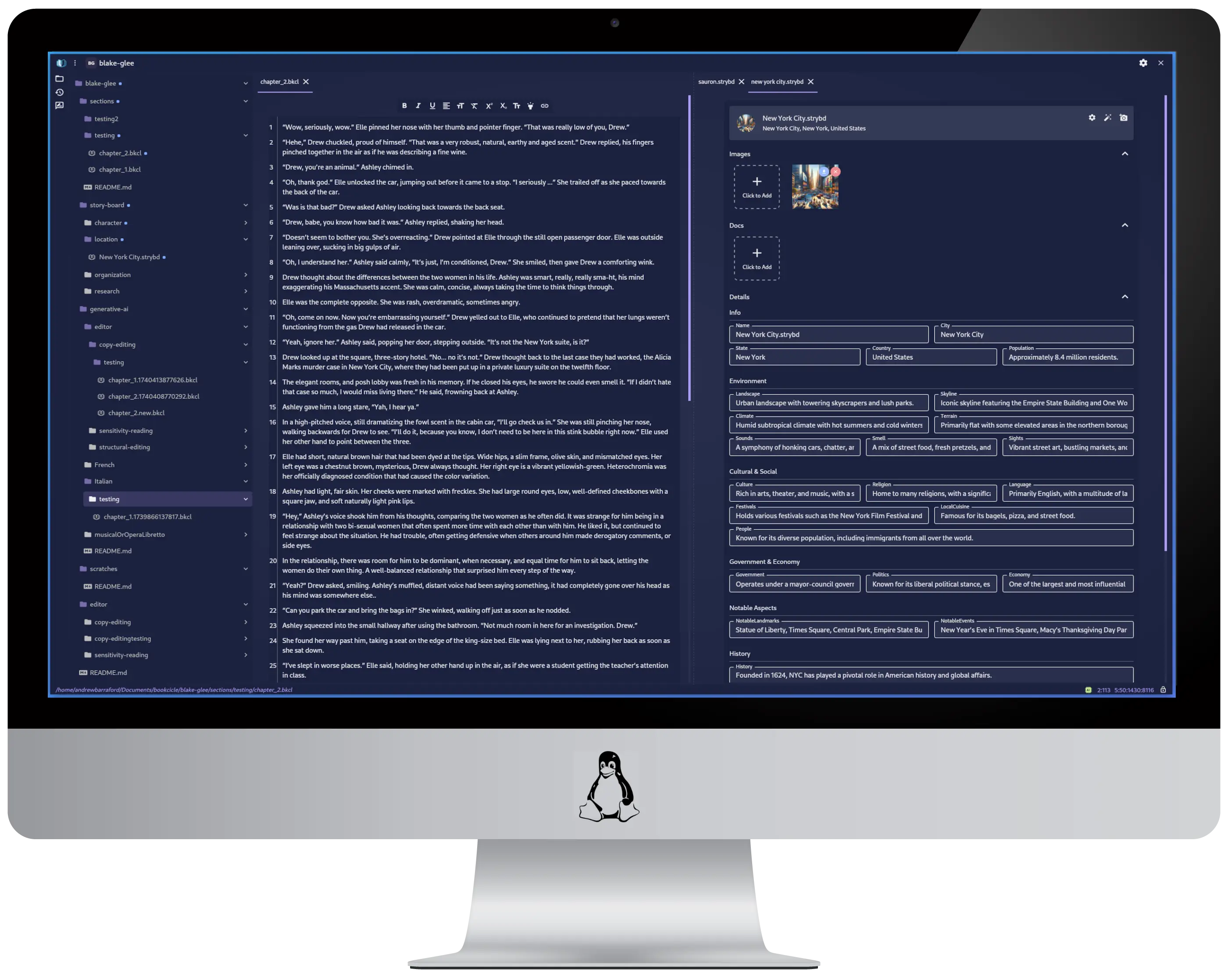A Linux desktop environment showcasing the software interface.