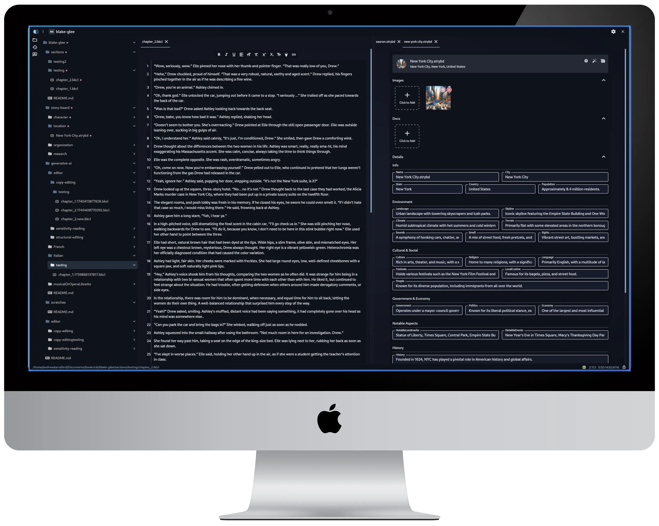 A Mac display showing the software interface on-screen.
